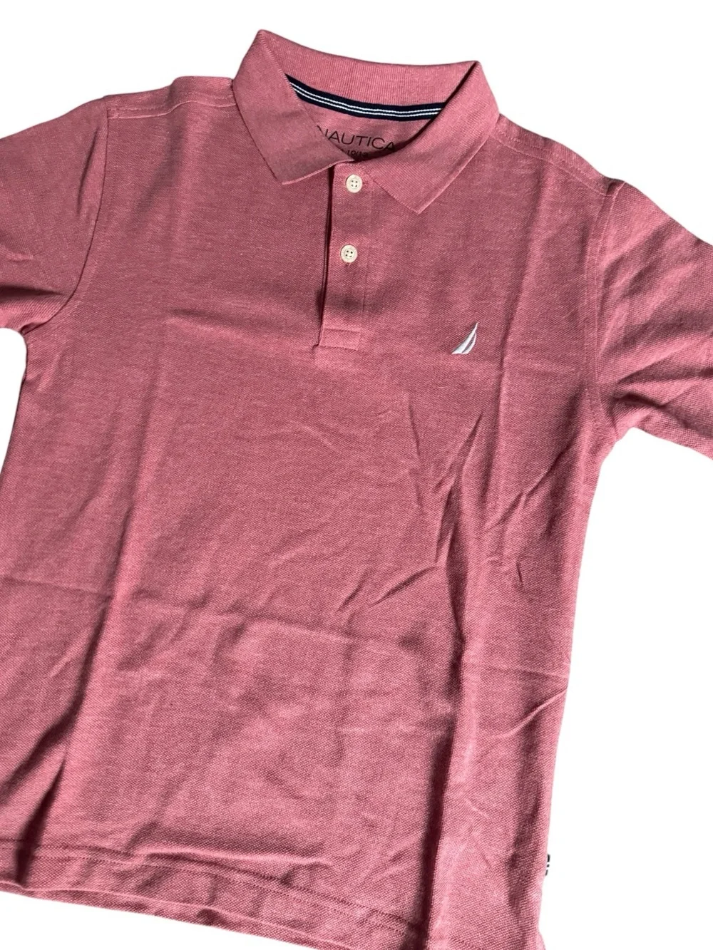 😎NWT Nautica Boys Youth Kids Pink Preppy Classic Short Sleeve Polo Shirt | 10